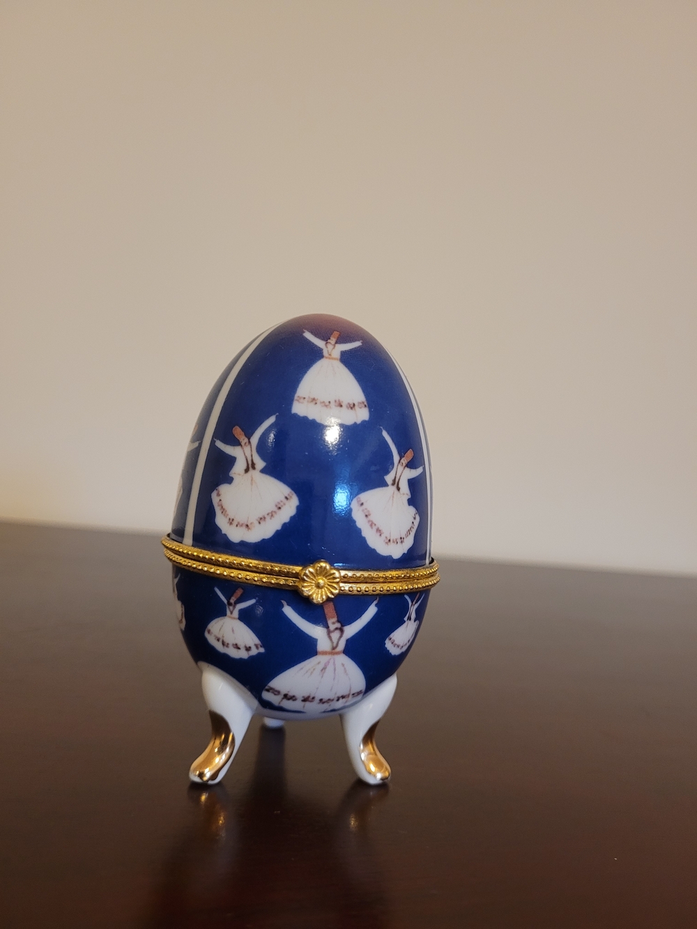 Karaduman Turkish Decorative Gold-Trimmed Porcelain Egg Trinket Box